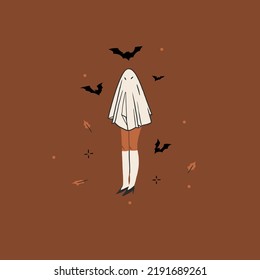 Hand drawn abstract vector graphic clipart illustrations,Halloween holiday costume party adult people characters collection set.Creepy Halloween design poster concept.Happy Halloween contemporary