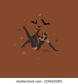 Hand drawn abstract vector graphic clipart illustrations,Halloween holiday costume party adult people characters collection set.Creepy Halloween design poster concept.Happy Halloween contemporary