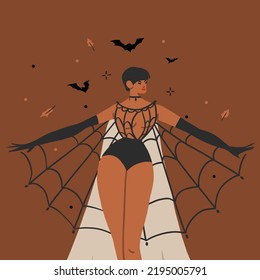 Hand drawn abstract vector graphic clipart illustrations,Halloween holiday costume party adult people characters collection set.Creepy Halloween design poster concept.Happy Halloween contemporary