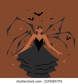 Handgezeichnete abstrakte Vektorgrafik-Clipart-Illustrationen,Halloween-Feiertagskostüm-Party-Figuren für ErwachseneKollektion.Creepy Halloween Design-Poster-Konzept.Happy Halloween
