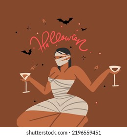 Hand drawn abstract vector graphic clipart illustrations,Halloween holiday costume party adult people characters collection set.Creepy Halloween design poster concept.Happy Halloween contemporary