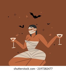 Hand drawn abstract vector graphic clipart illustrations,Halloween holiday costume party adult people characters collection set.Creepy Halloween design poster concept.Happy Halloween contemporary art.