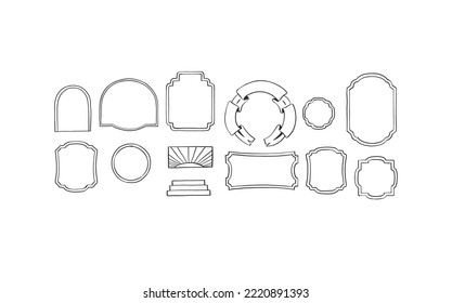 Hand drawn abstract vector graphic sign clipart illustrations collection set of line art logo frames and borders.Simple Design concept.Bohemian contemporary line art.Vector abstract design elements.