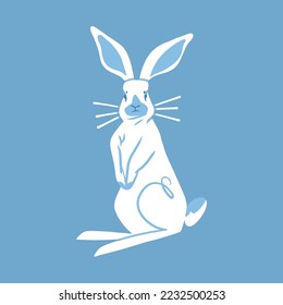 Hand drawn abstract vector graphic clipart illustration collection with blue adorable cute,realistic bunny character.Trendy kids modern design concept.Vector contemporary New Year and Easter symbol.
