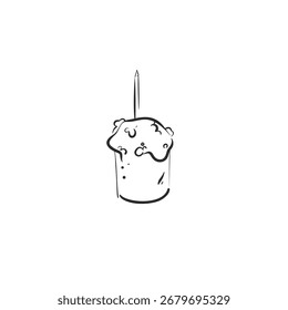 Coleção de ilustração gráfica vetorial abstrata desenhada à mão com design bonito, estilizado linha do bolo de Páscoa feliz.Design moderno moderno moderno moderno da moda da Páscoa concept.Vetor linha esboço símbolo tradicional. Ícones da Páscoa .