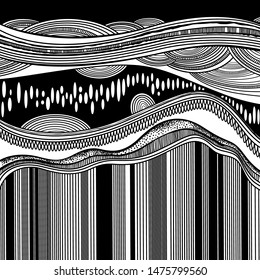 Hand drawn abstract vector illustration. Outline vector graphic. Geomethry style. Background for cover or greeting card.