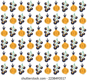 Hand drawn abstract vegetable pattern. Hand drawn vegetable background. Organic doodle pattern background.