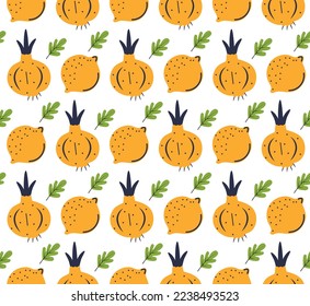 Hand drawn abstract vegetable pattern. Hand drawn vegetable background. Organic doodle pattern background.