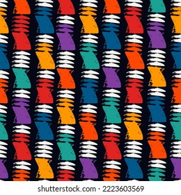 Hand drawn abstract wallpaper. Paint brush seamless surface pattern. Texture background. Template image. Fabric motif. Digital paper. Ethnic textile print backdrop. Web designing. Art illustration