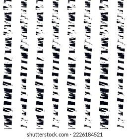 Hand drawn abstract wallpaper. Paint brush lines seamless surface pattern. Hatches background. Strokes image. Fabric motif. Dashes digital paper. Ethnic textile print. Web designing. Vector artwork.