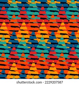 Papel de pared abstracto dibujado a mano. Pintar líneas de pincel y triángulos sin inconvenientes. Los puntos de contacto y el fondo de las formas triangulares. Imagen de puntas y flechas. Motif de tela. Impresión textil étnica. Trabajo de vectores
