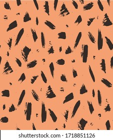 Hand Drawn Abstract Watercolor Brush Strokes Animal Skin Repeating Vector Pattern Isolated Background