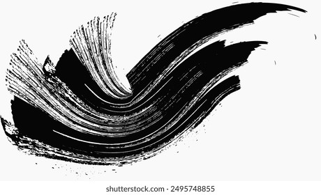 Hand drawn abstract wave. Grunge Paint stripe . Vector brush Stroke . Distressed line banner . Black isolated paintbrush collection . Modern Textured shape . Dry border in Black.eps8