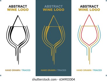 Hand drawn abstract wine vector logo, icon and brochure design set.
Wine theme design template