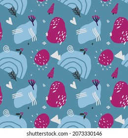 diseño de vectores de patrones sin soldadura de invierno abstracto a mano