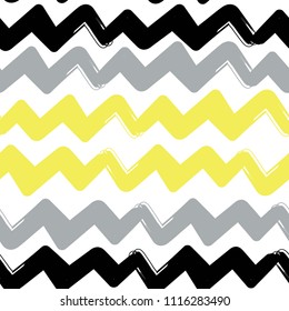Hand drawn abstract zigzags. Colored vector seamless pattern