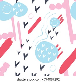 Hand drawn abstraction. Colored vector seamless pattern