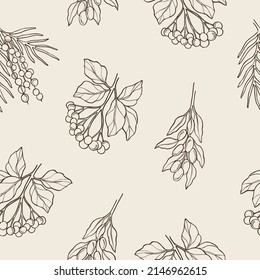 Hand drawn acai, elderberry, goji seamless pattern