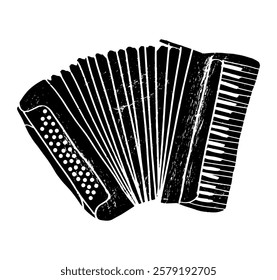 Hand Drawn accordion Illustration. Textured Vector. Isolated on White Background