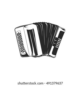 hand drawn accordion. Musical instruments. Classical bayan 