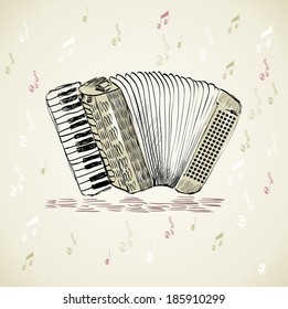 hand drawn accordion on a light background