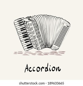 hand drawn accordion on a light background