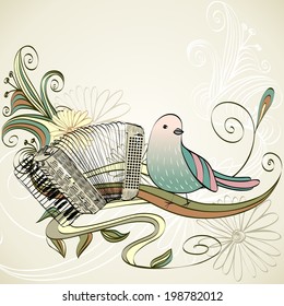hand drawn accordion on a light background