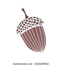 Hand drawn acorn. Botanical drawing. Element for cards, posters, stickers and professional design. Vector illustration.