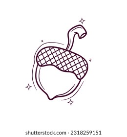 Hand Drawn Acorn. Doodle Vector Sketch Illustration
