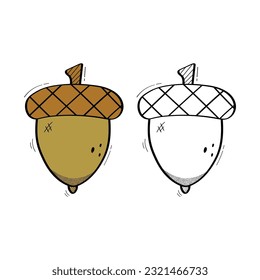 Hand Drawn Acorn Icon Vector Design.