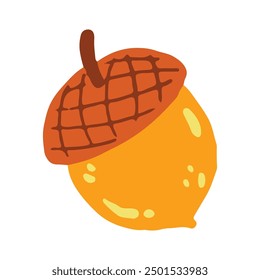 Hand drawn acorn illustration on a white background.