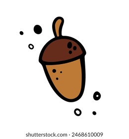 Bellota dibujada a mano. Ilustración vectorial al estilo Doodle.