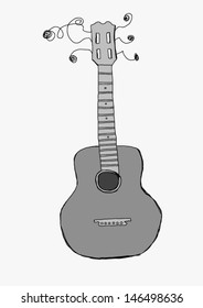 Hand drawn acoustic guitar