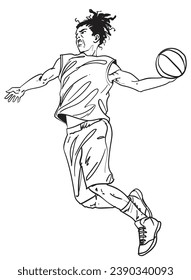 hand drawn action basketball vector illustration