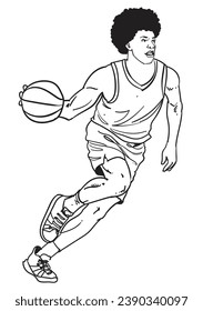 hand drawn action basketball vector illustration