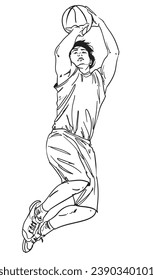 hand drawn action basketball vector illustration