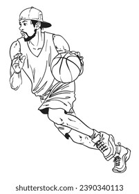 ilustración de vector de baloncesto de acción dibujada a mano