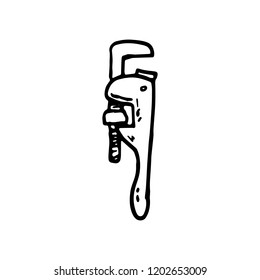 Hand drawn adjustable wrench doodle. Sketch style icon. Decoration element. Isolated on white background. Flat design. Vector illustration.