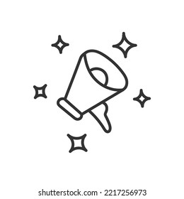 Hand drawn ADS vector icon. Megaphone icon. Hand drawn advertising vector sign design. Eps10 linear megaphone flat symbol pictogram