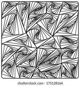 Hand drawn adult coloring page. Vector zentangle pattern. Black and white zentangle background. Paradox zentangle pattern. 
