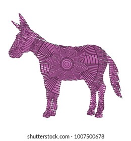hand drawn for adult coloring pages with donkey zentangle