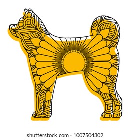 hand drawn for adult coloring pages with dog zentangle