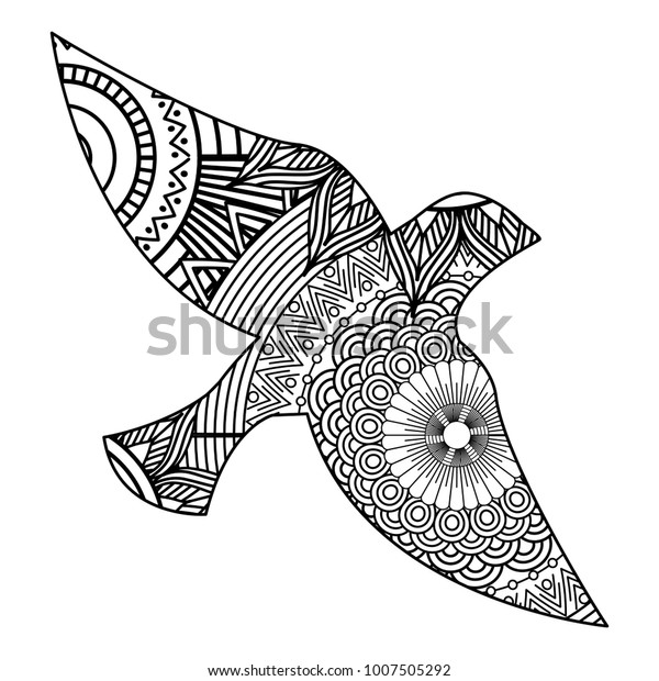 Hand Drawn Adult Coloring Pages Bird Stock Vector (Royalty Free) 1007505292