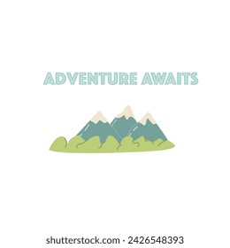 Hand drawn adventure awaits background isolated. Vector illustration can used for printable design. 