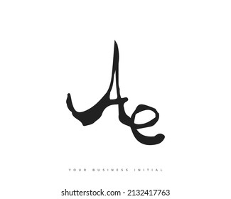 Hand Drawn AE Initial Logo Design. A and E Initial Signature Logo or Symbol