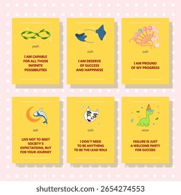 hand drawn affirmation card for self love with yellow background template design