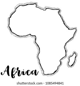 Hand drawn Africa map sketch,vector illustration