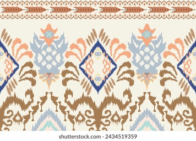 Hand drawn african Ikat floral paisley embroidery on white background.geometric ethnic oriental pattern traditional.Aztec style abstract vector illustration.