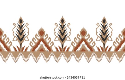 Hand drawn african Ikat paisley embroidery on white background.geometric ethnic oriental seamless pattern traditional.Aztec style abstract vector illustration.