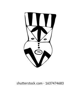 Hand drawn African mask vector illustration.